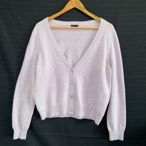 Talbots lambs wool blend light purple deep v neck cardigan sweater size XL